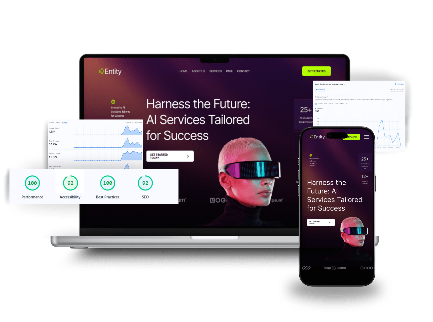 Veyronn Results and a mock landing page